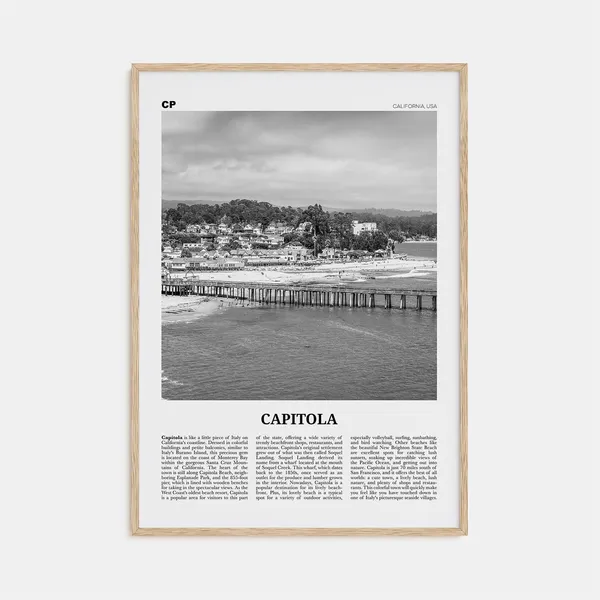 Capitola Black and White Travel Poster, California
