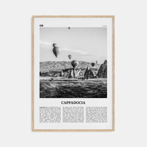 Cappadocia Black and White Travel Poster, Turkey Map