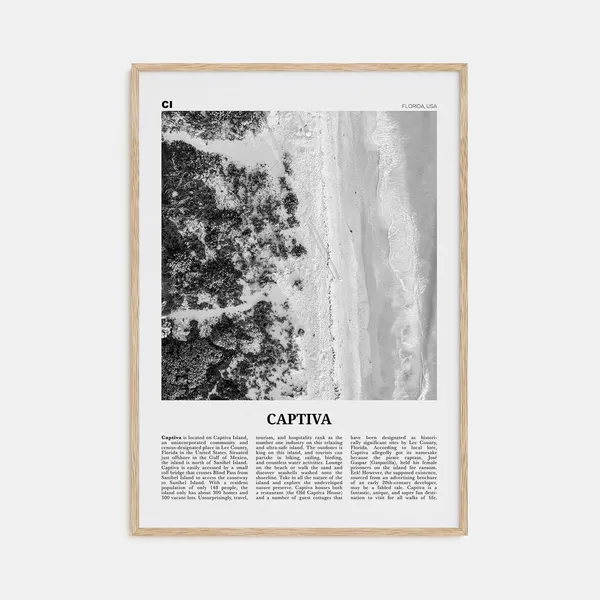 Captiva Island Black and White Travel Poster