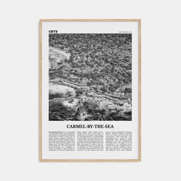Carmel By The Sea Black And White Travel Poster
