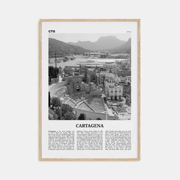 Cartagena, Spain Black and White Travel Poster