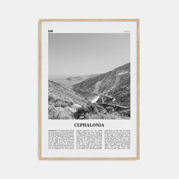 Cephalonia Greece Black And White Travel Poster
