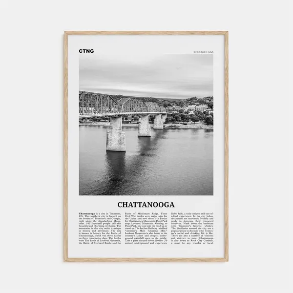 Chattanooga Black and White Travel Poster, Tennessee