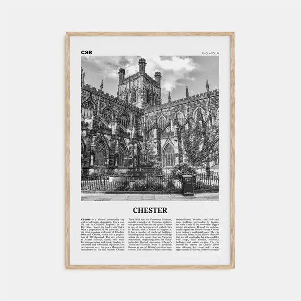 Chester, Cheshire Black and White Travel Poster, No. 1