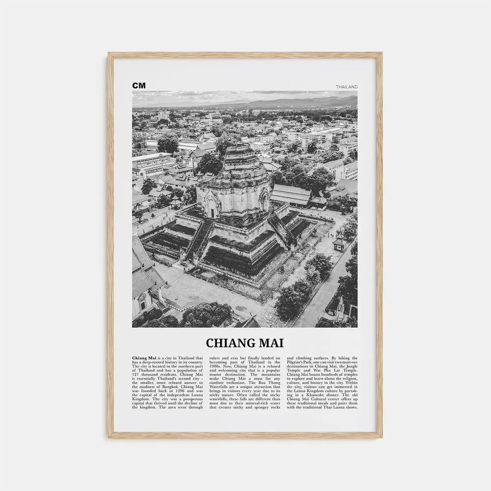 Chiang Mai Black And White Travel Poster