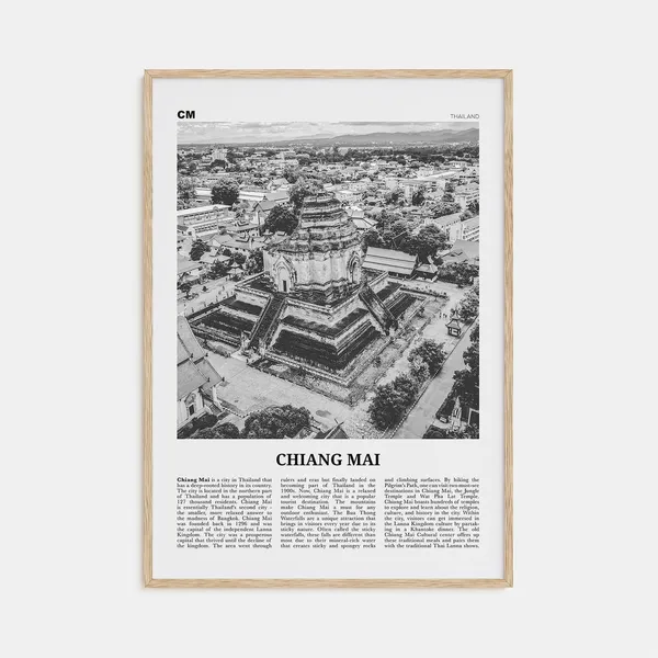 Chiang Mai Black And White Travel Poster