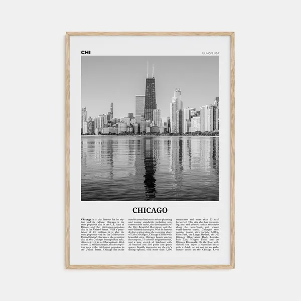 Chicago Black And White Travel Poster, Illinois