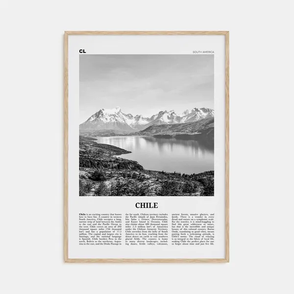 Chile Black and White Santiago Poster Art Print