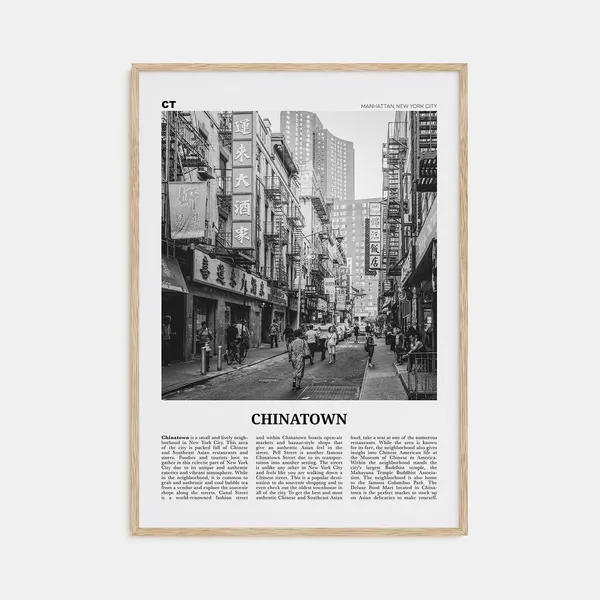 Chinatown Black and White, New York City Travel Poster