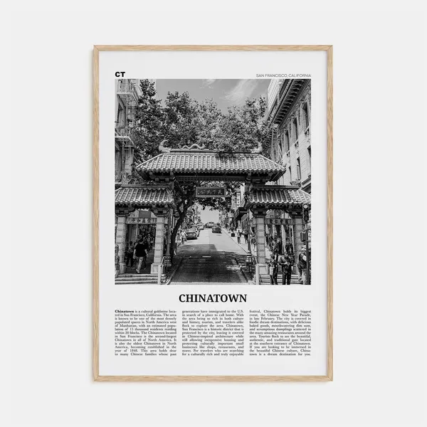 San Francisco Chinatown Black and White Poster Print