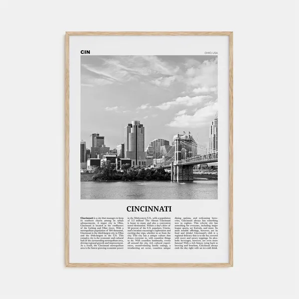 Cincinnati Black And White Travel Poster, Ohio