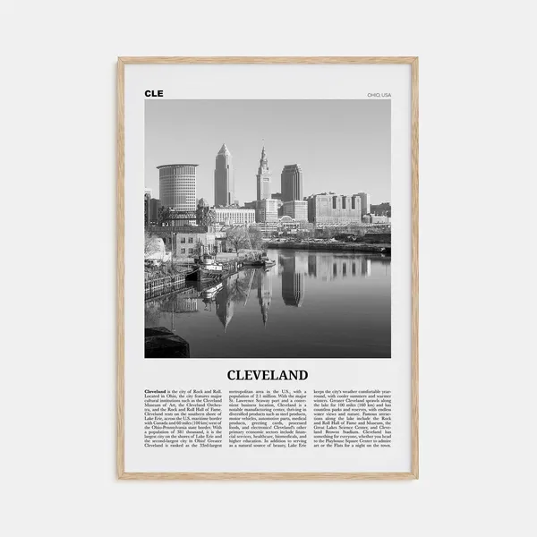 Cleveland Black and White Travel Poster, Ohio