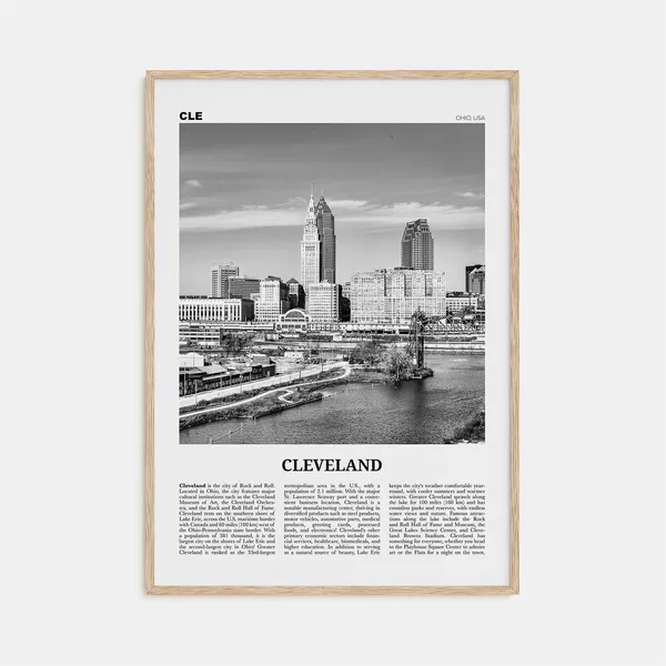 Cleveland Black And White Ohio Travel Poster Print