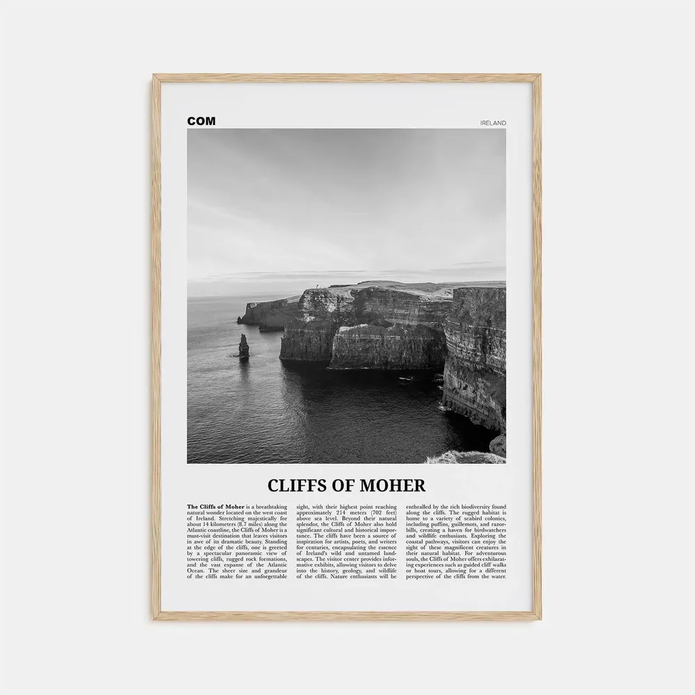 Cliffs Of Moher Black And White Travel Poster