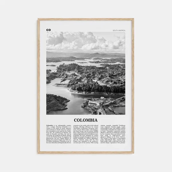 Colombia Black And White Travel Poster, Bogota