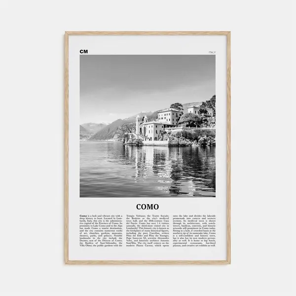 Lake Como Black and White Travel Poster, Italy