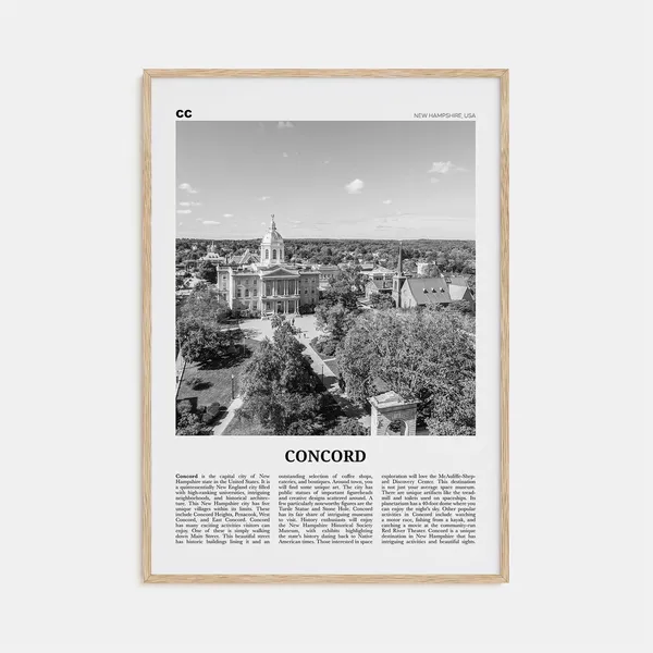 Concord Black and White Travel Poster, New Hampshire