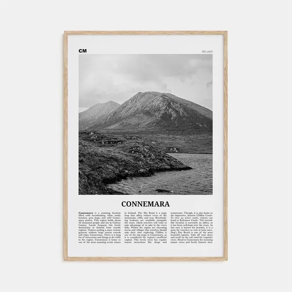 Connemara Map Print, Black and White Travel Poster