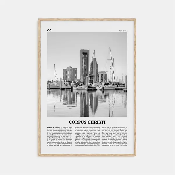 Corpus Christi, Texas Black and White Poster Print