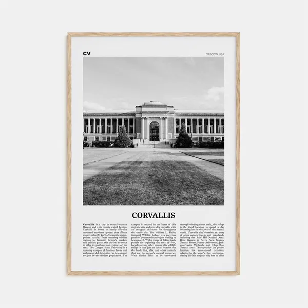 Corvallis, Oregon Black and White Travel Poster