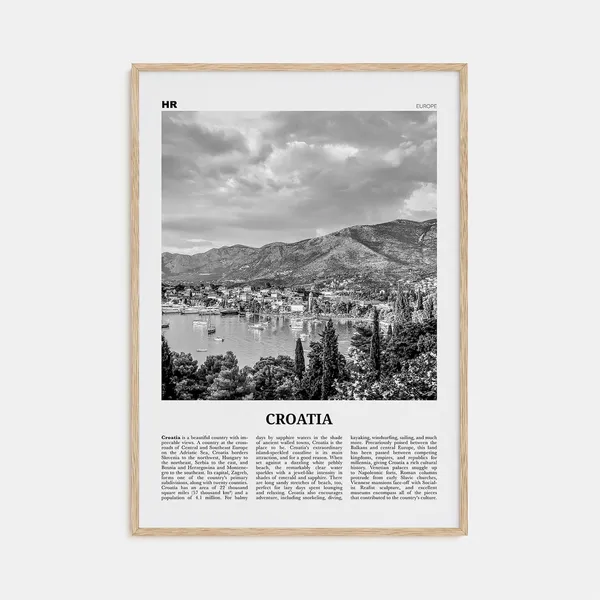 Croatia Black And White Travel Poster, Zagreb Balkan