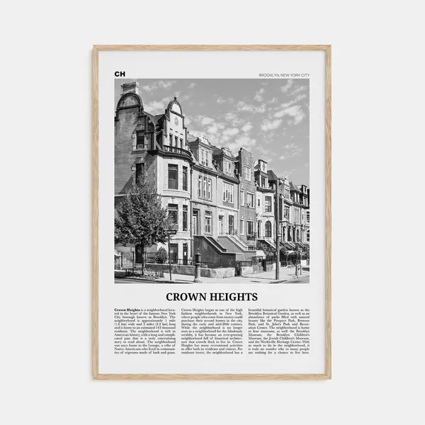 Crown Heights Black and White Travel Poster, New York