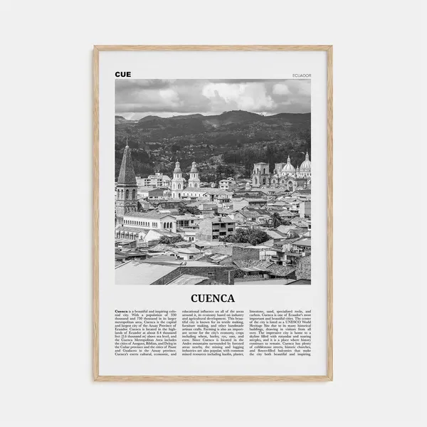 Cuenca Black and White Ecuador Travel Poster