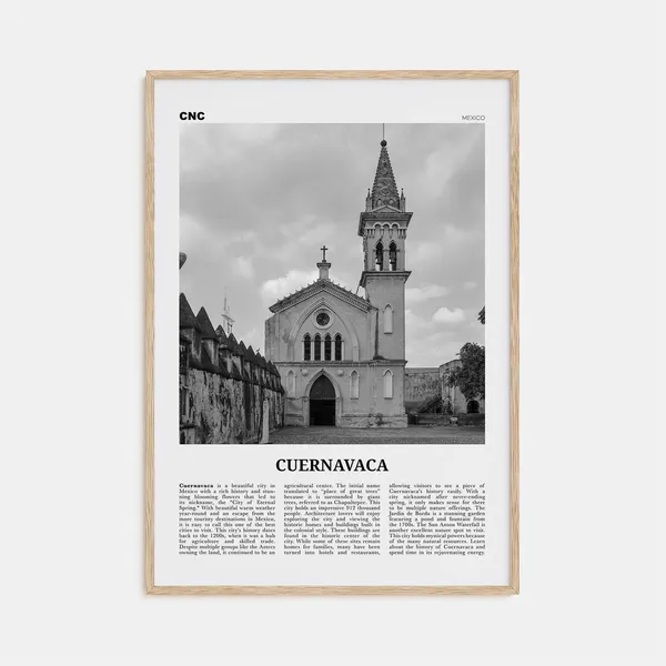 Cuernavaca Black And White Map Poster, Mexico