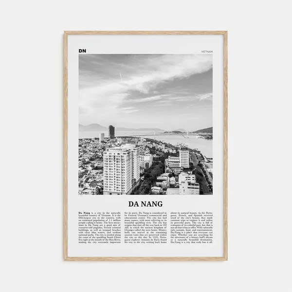 Da Nang Black and White Travel Poster, Vietnam