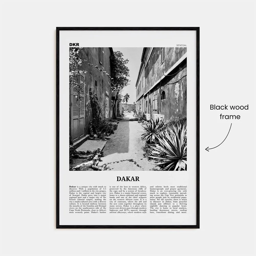 Dakar Black and White No. 1 Africa Travel Poster - Image 3