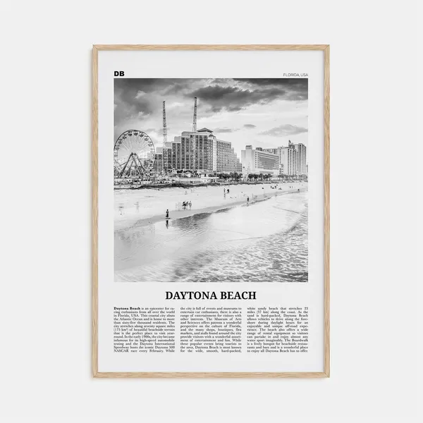 Daytona Beach Black And White Travel Poster, Florida