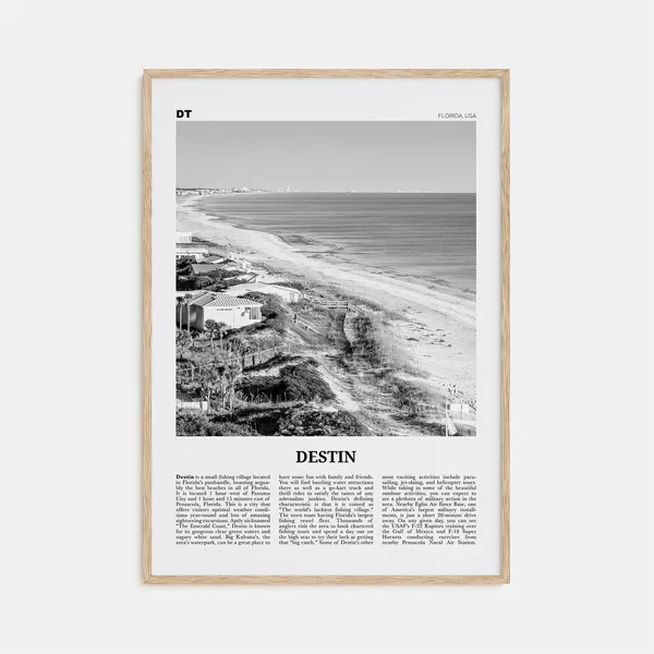 Destin Black And White Travel Poster, Florida USA