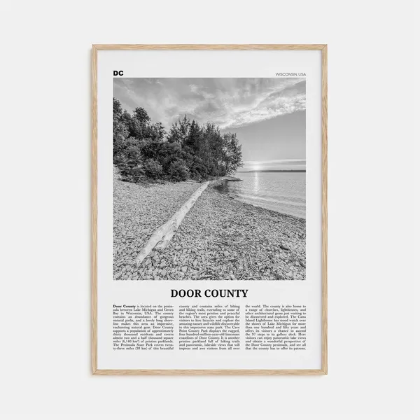 Door County Black and White Travel Poster, Wisconsin