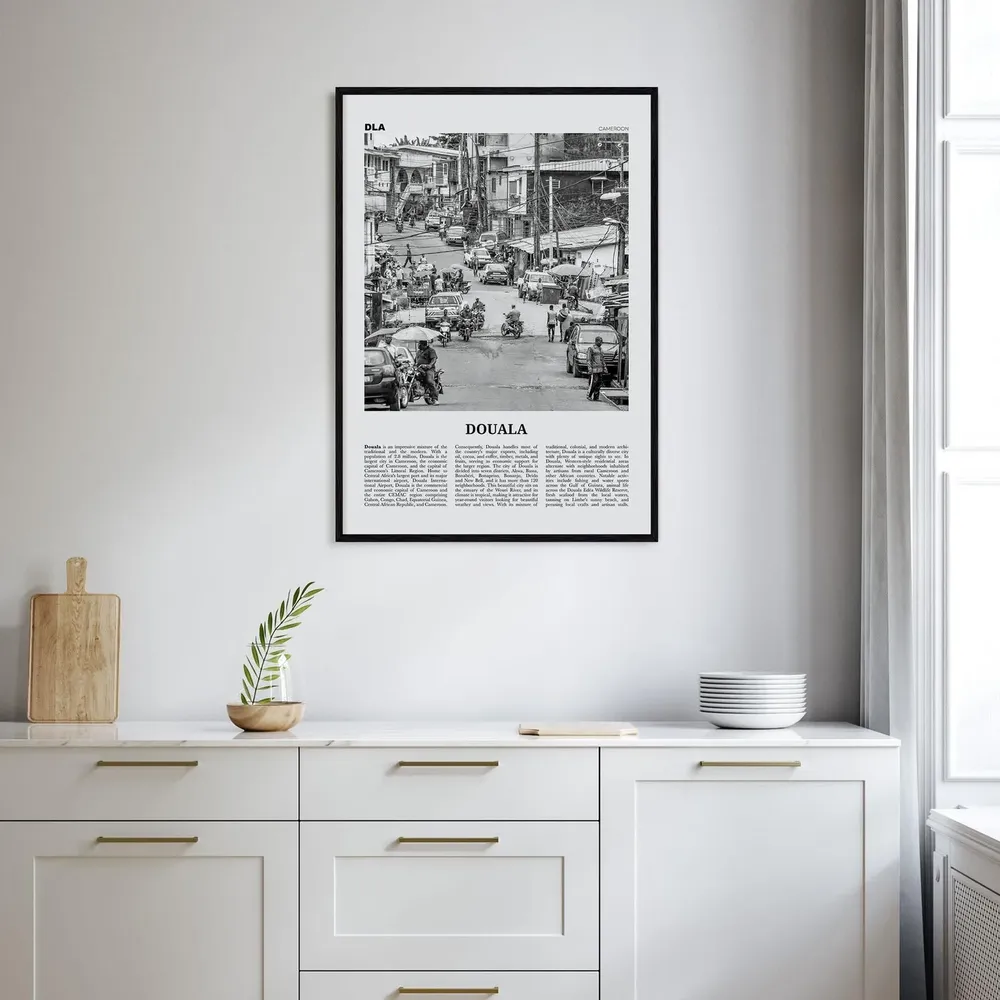 Douala Black and White Travel Poster, Cameroon - Image 2