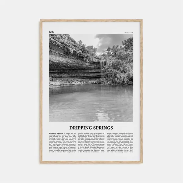 Dripping Springs Black And White Travel Poster