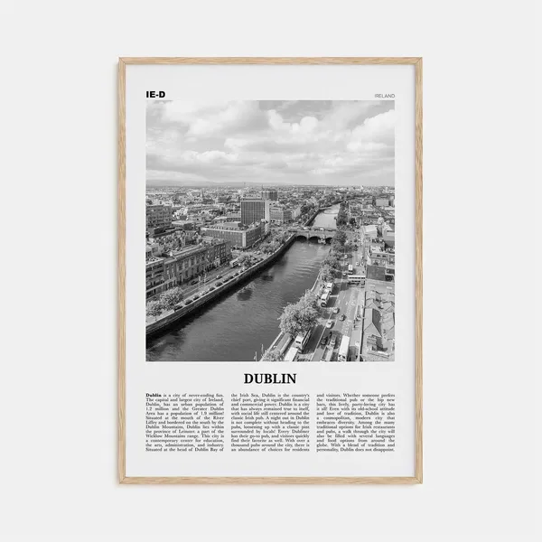 Dublin Black and White Travel Poster No. 2, Ireland