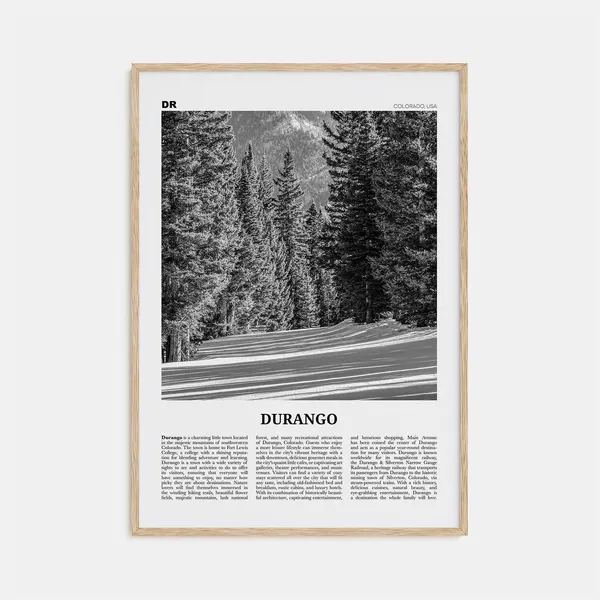 Durango Black and White Travel Poster, Colorado