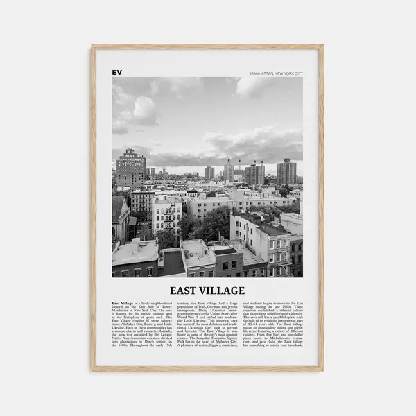 East Village Black and White New York Travel Poster