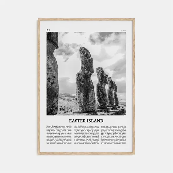 Easter Island Black and White Travel Poster
