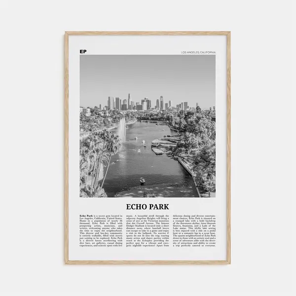 Echo Park Black and White Travel Poster, Los Angeles