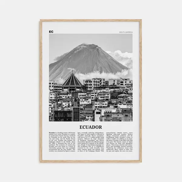 Ecuador Black and White Travel Poster, South America