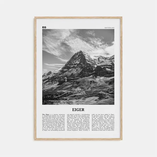 Eiger Black and White Travel Poster, Switzerland
