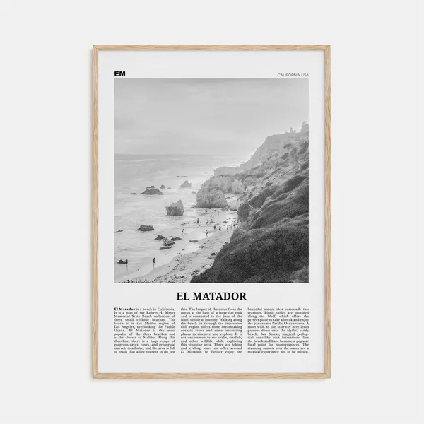 El Matador Black and White Travel Poster, California