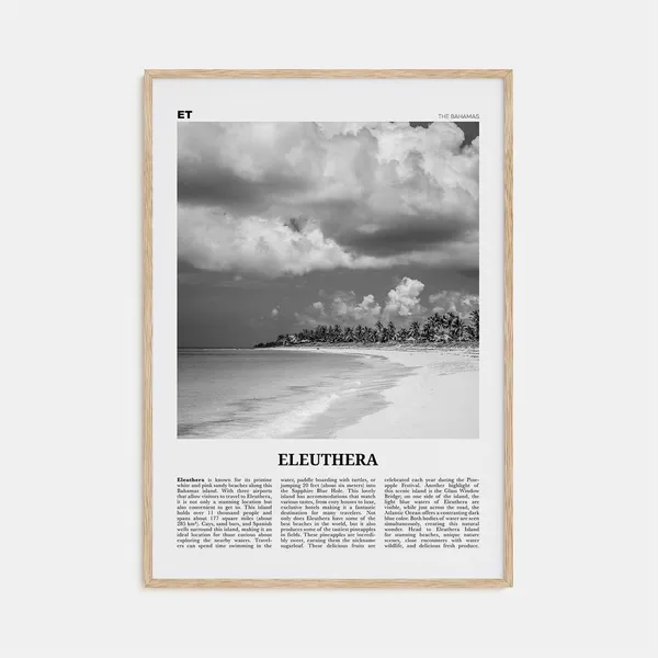 Eleuthera Black and White Travel Poster, Bahamas