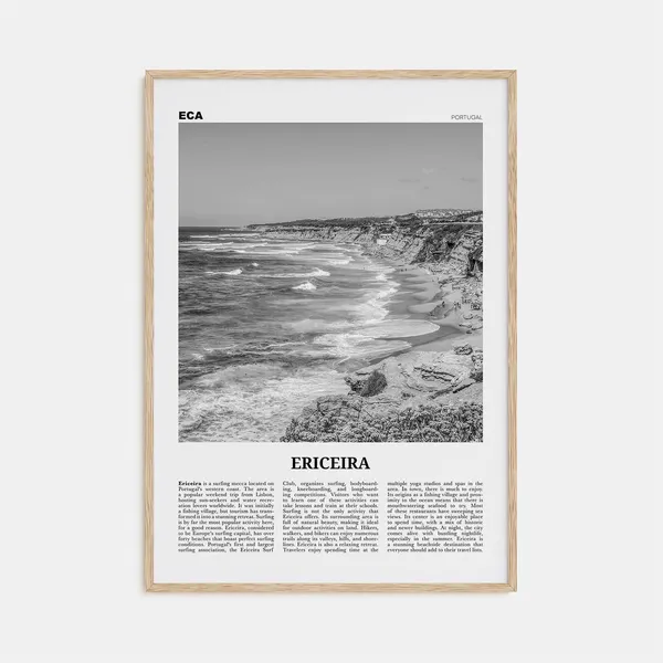 Ericeira Black and White Travel Poster, Portugal