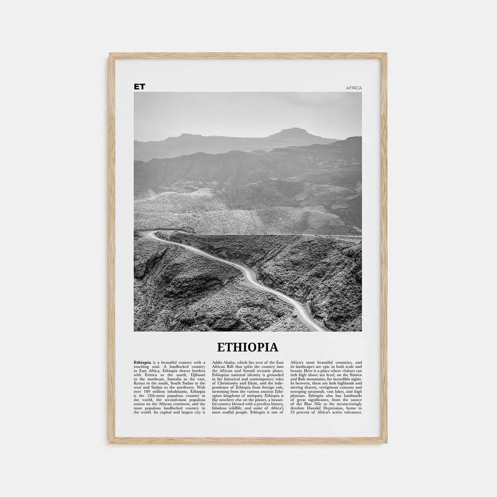 Ethiopia Black and White Art Print, Addis Ababa