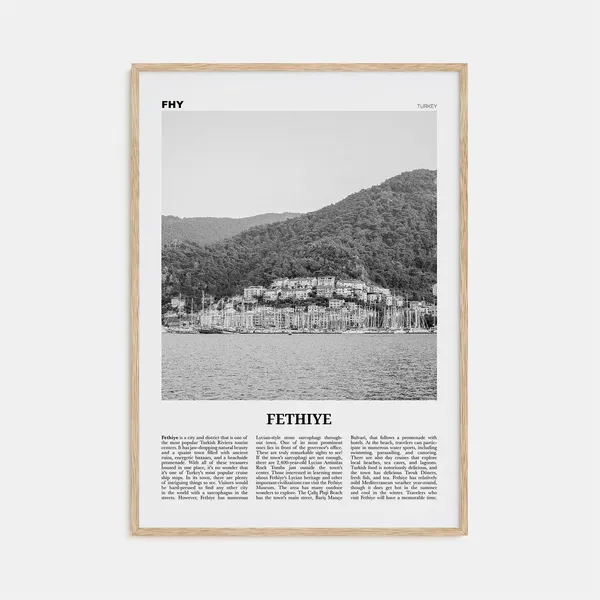 Fethiye Black and White Travel Poster, Turkey