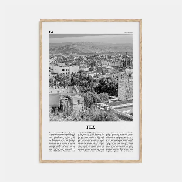 Fez, Morocco Black and White Travel Wall Art Print