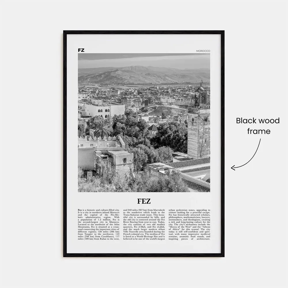Fez, Morocco Black and White Travel Wall Art Print - Image 3