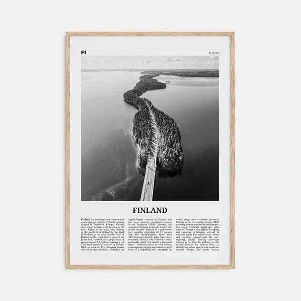 Finland Black and White Travel Poster, Scandinavian